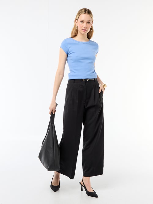 T-shirt in jersey a coste maniche corte - Kiabi