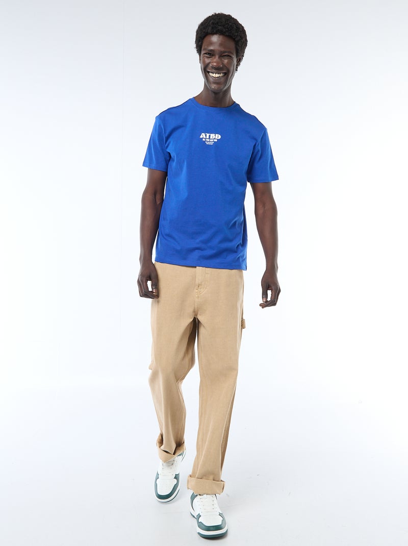 T-shirt in jersey a maniche corte con stampa fronte/retro Blu - Kiabi