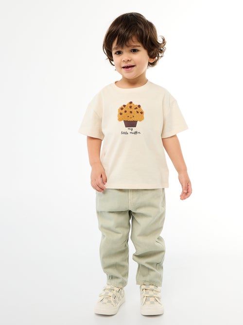 T-shirt in jersey a maniche corte con taschino stampato - Kiabi