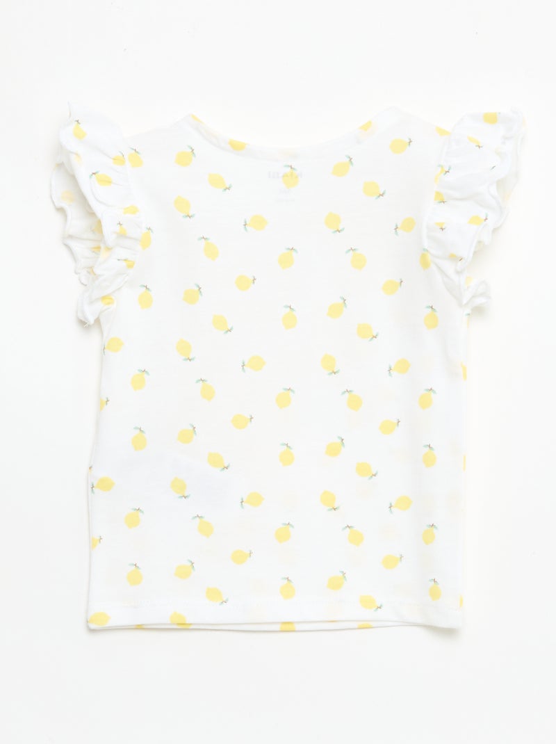 T-shirt in jersey a maniche corte con volant Bianco - Kiabi