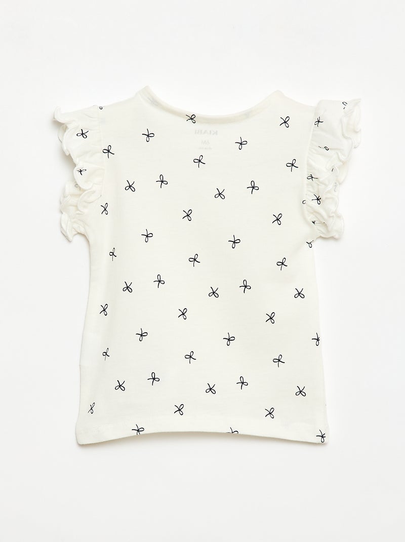 T-shirt in jersey a maniche corte con volant Bianco - Kiabi