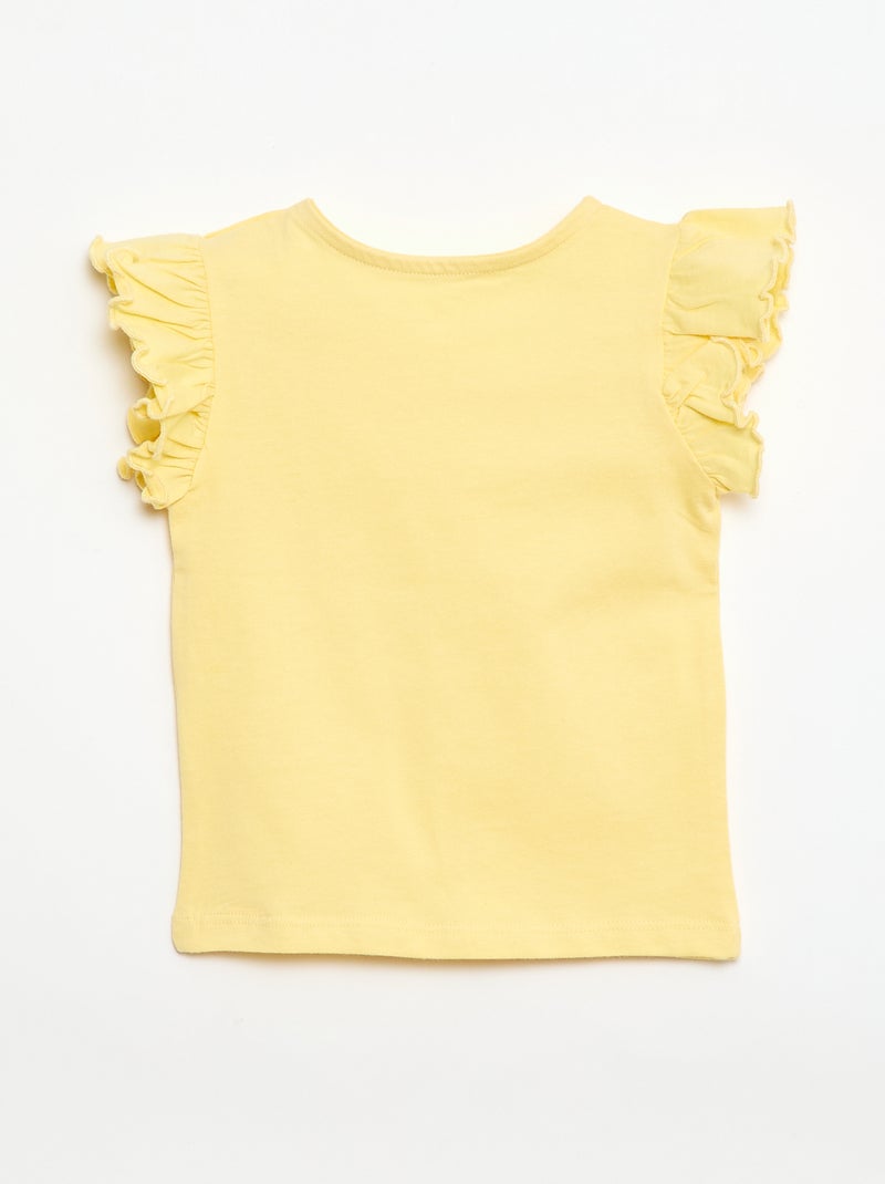 T-shirt in jersey a maniche corte con volant Giallo - Kiabi