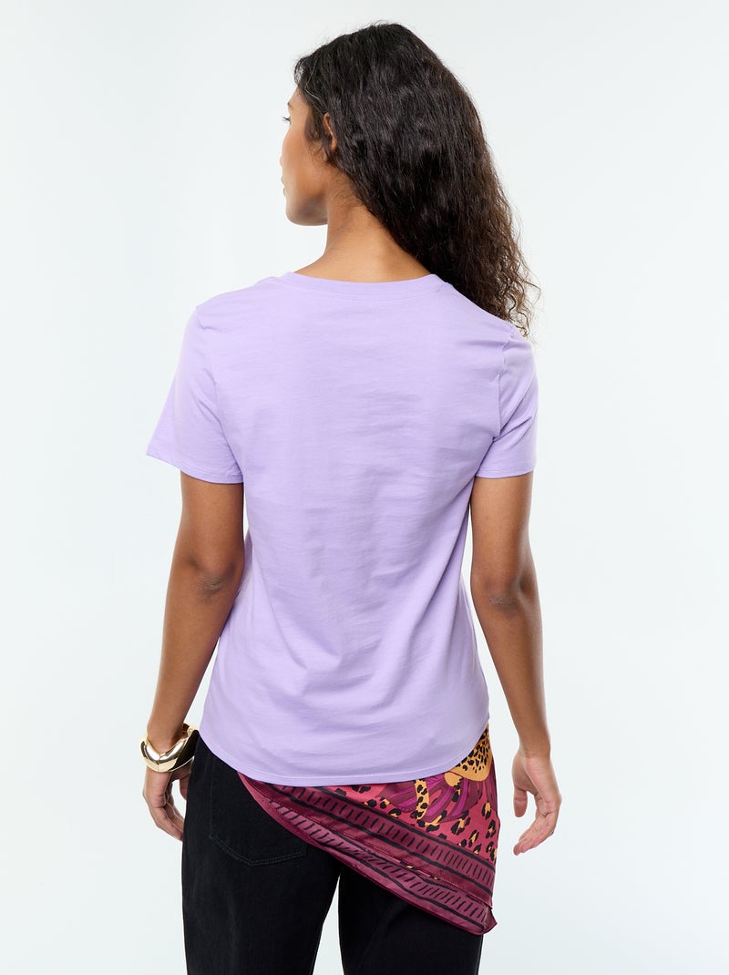 T-shirt in jersey a maniche corte Viola - Kiabi