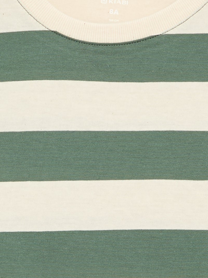T-shirt in jersey a maniche lunghe a righe Verde - Kiabi