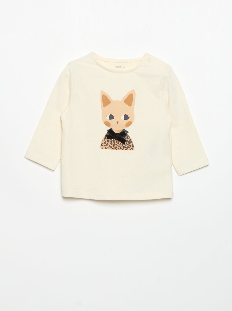 T-shirt in jersey a maniche lunghe Bianco - Kiabi