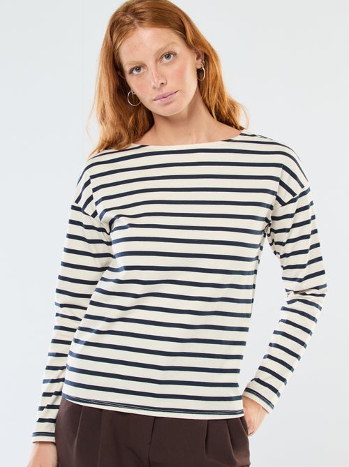 T-shirt in jersey a maniche lunghe con motivo a righe - Kiabi