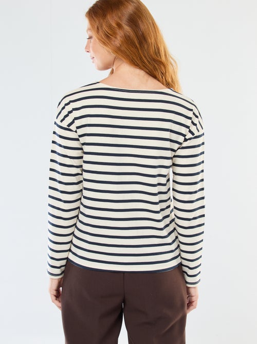 T-shirt in jersey a maniche lunghe con motivo a righe - Kiabi