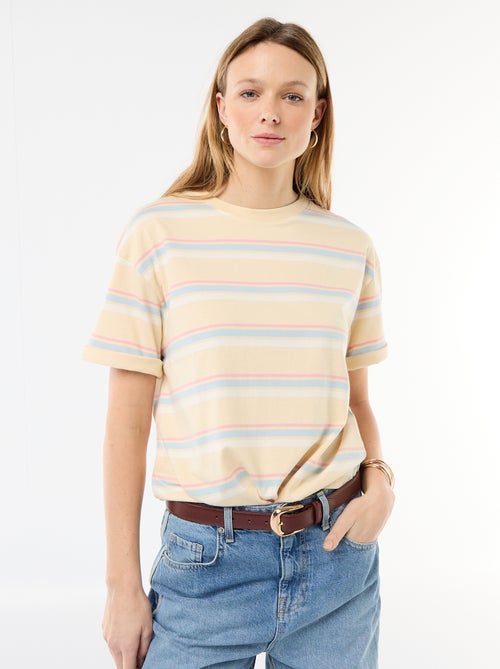 T-shirt in jersey a righe a maniche corte - Kiabi