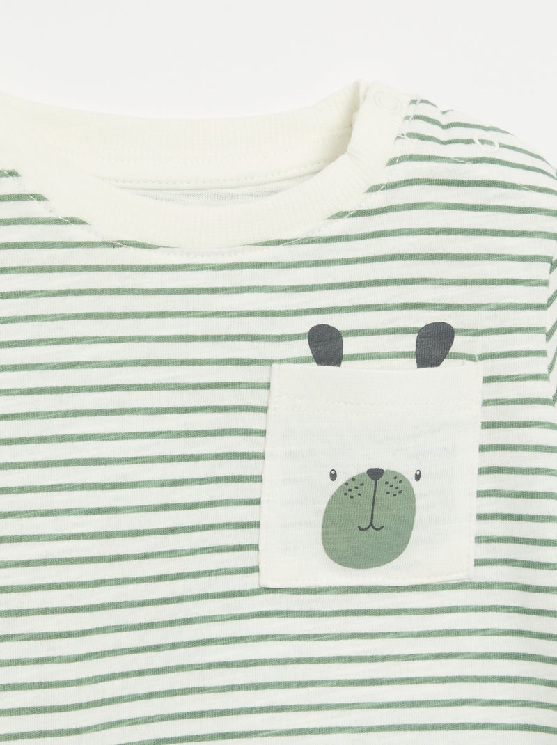 T-shirt in jersey a righe a maniche lunghe Bianco - Kiabi