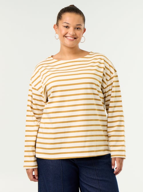T-shirt in jersey a righe a maniche lunghe - Kiabi T-shirt in jersey a righe a maniche lunghe - Kiabi