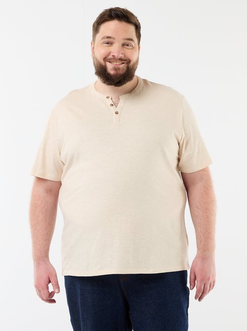 T-shirt in jersey con collo alla tunisiana e maniche corte - Kiabi