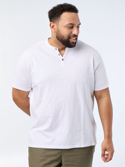 T-shirt in jersey con collo alla tunisiana e maniche corte - Kiabi
