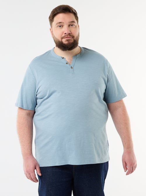 T-shirt in jersey con collo alla tunisiana e maniche corte - Kiabi