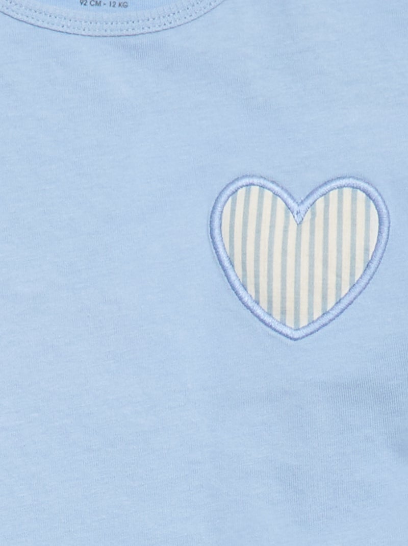 T-shirt in jersey di cotone con patch a cuore Blu - Kiabi