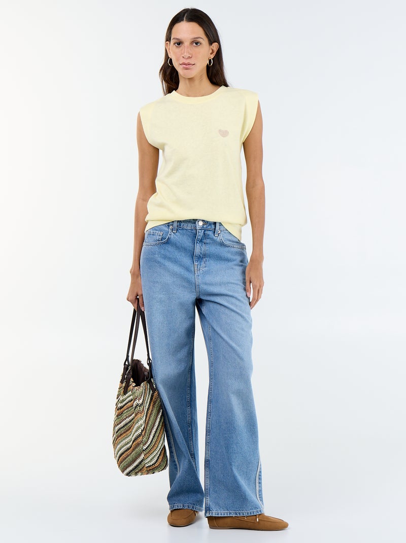 T-shirt in jersey senza maniche Giallo - Kiabi