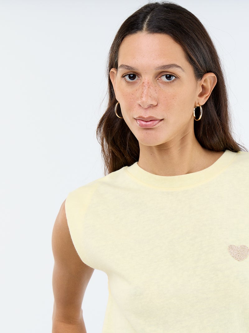T-shirt in jersey senza maniche Giallo - Kiabi