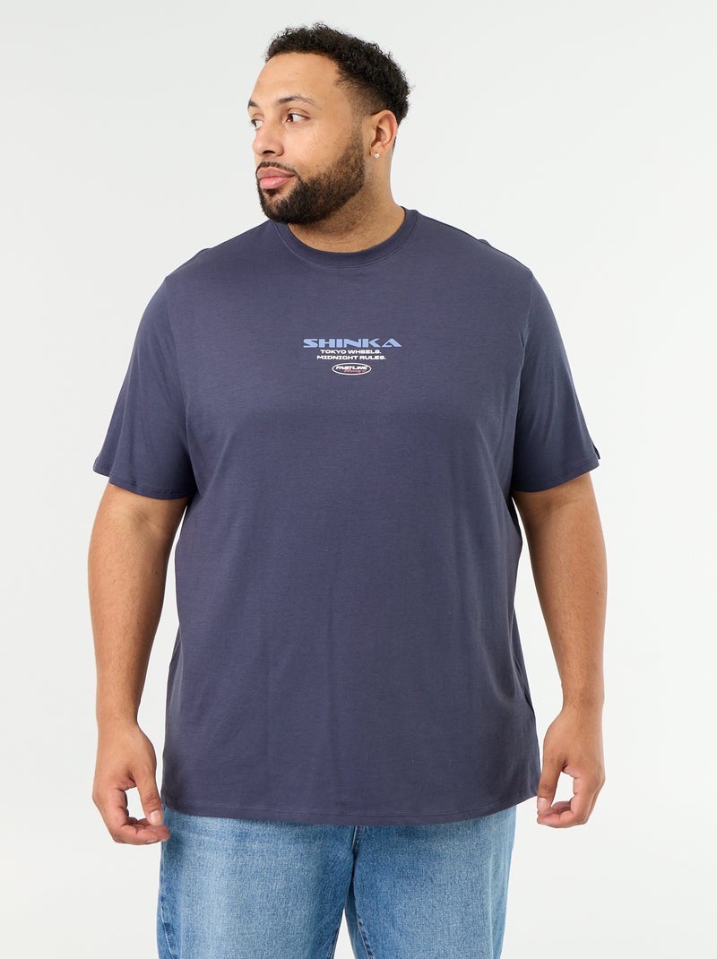 T-shirt in jersey stampato a maniche corte Blu - Kiabi
