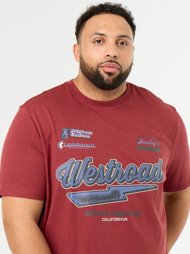 T-shirt in jersey stampato a maniche corte Rosso - Kiabi