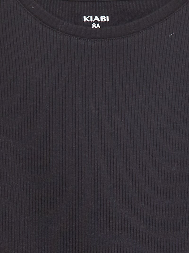 T-shirt in maglia a coste nero - Kiabi