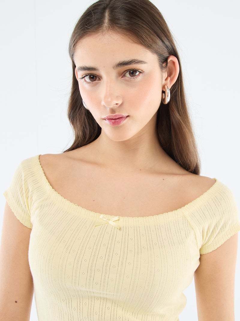 T-shirt in maglia operata Giallo - Kiabi