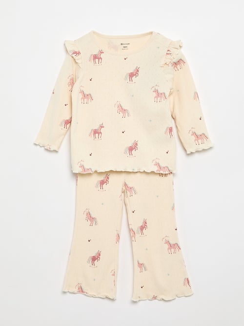 T-shirt in maglia pointelle + pantaloni - 2 pezzi - Kiabi