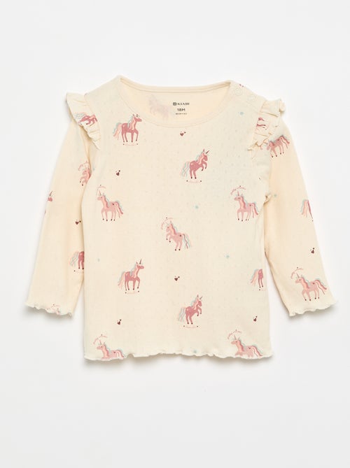 T-shirt in maglia pointelle + pantaloni - 2 pezzi - Kiabi