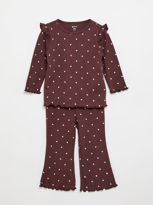 T-shirt in maglia pointelle + pantaloni - 2 pezzi - Kiabi