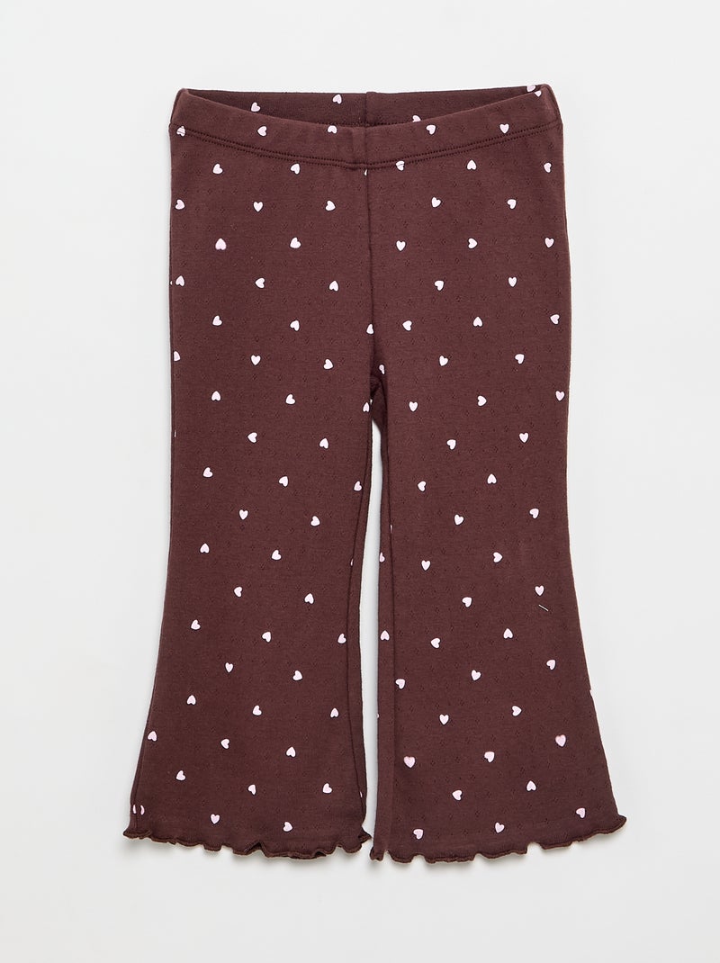 T-shirt in maglia pointelle + pantaloni - 2 pezzi Marrone - Kiabi