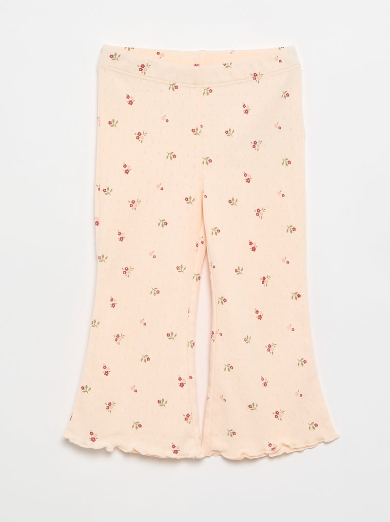 T-shirt in maglia pointelle + pantaloni - 2 pezzi Rosa - Kiabi