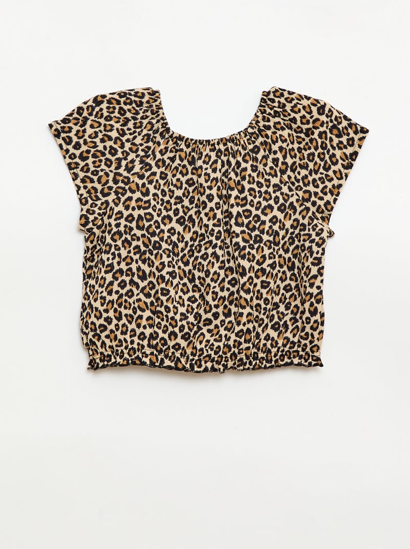 T-shirt in maglia stretch Marrone - Kiabi