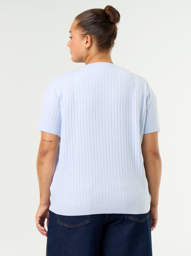 T-shirt in maglia traforata Blu - Kiabi