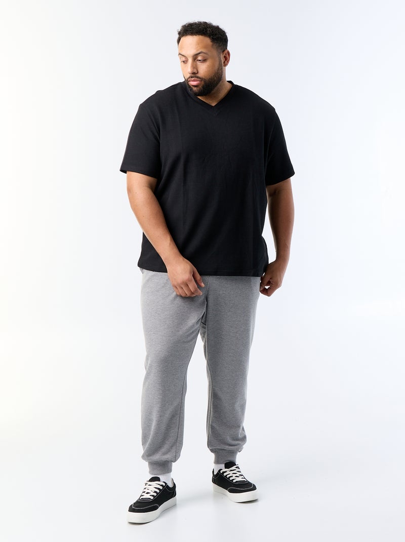 T-shirt in piqué a maniche corte Nero - Kiabi