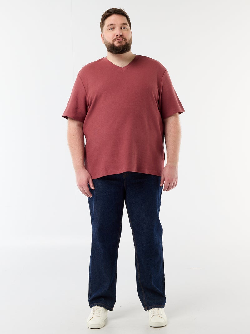 T-shirt in piqué a maniche corte Rosso - Kiabi