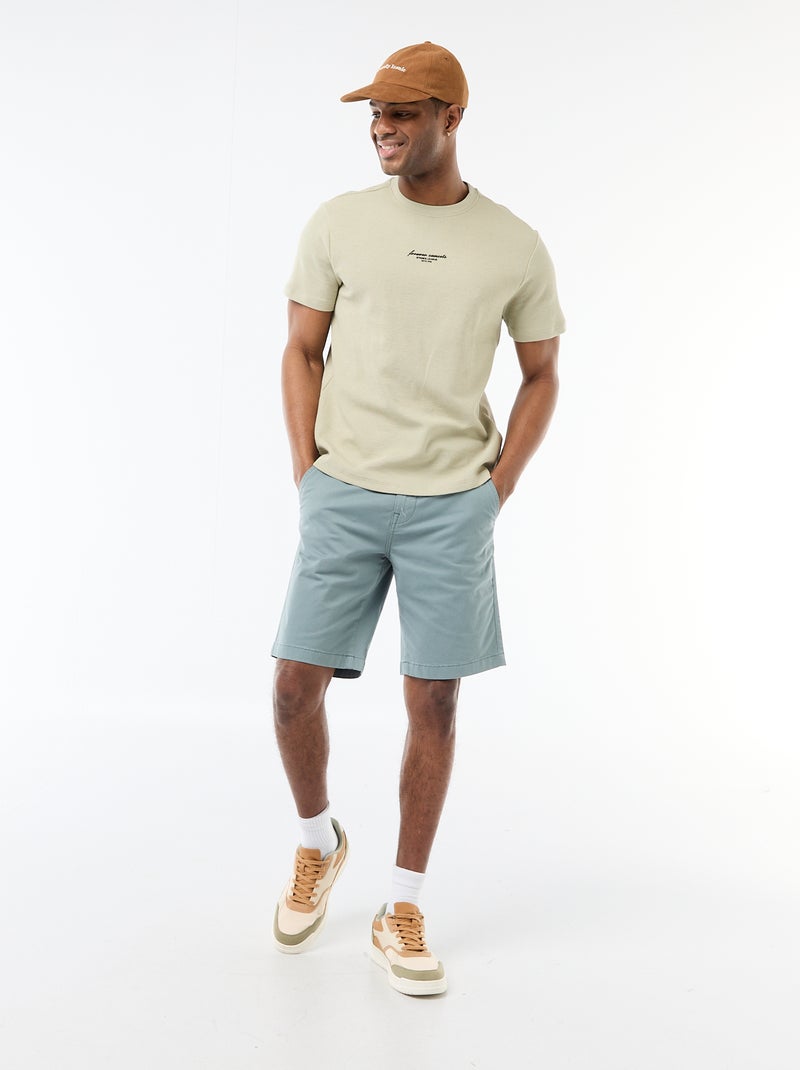 T-shirt in piqué di cotone a maniche corte Beige - Kiabi