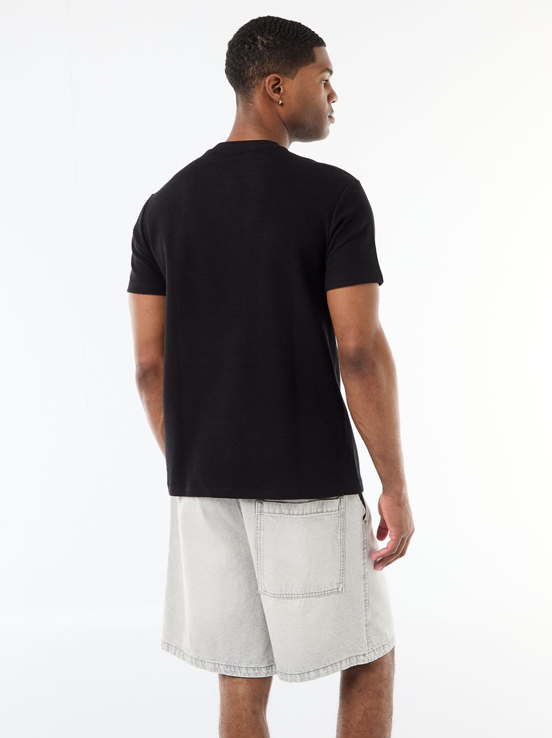 T-shirt in piqué di cotone a maniche corte Grigio - Kiabi