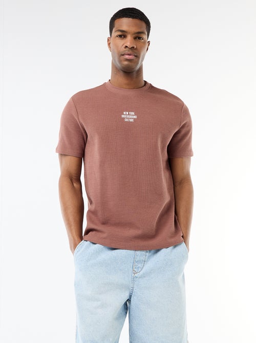 T-shirt in piqué di cotone a maniche corte - Kiabi