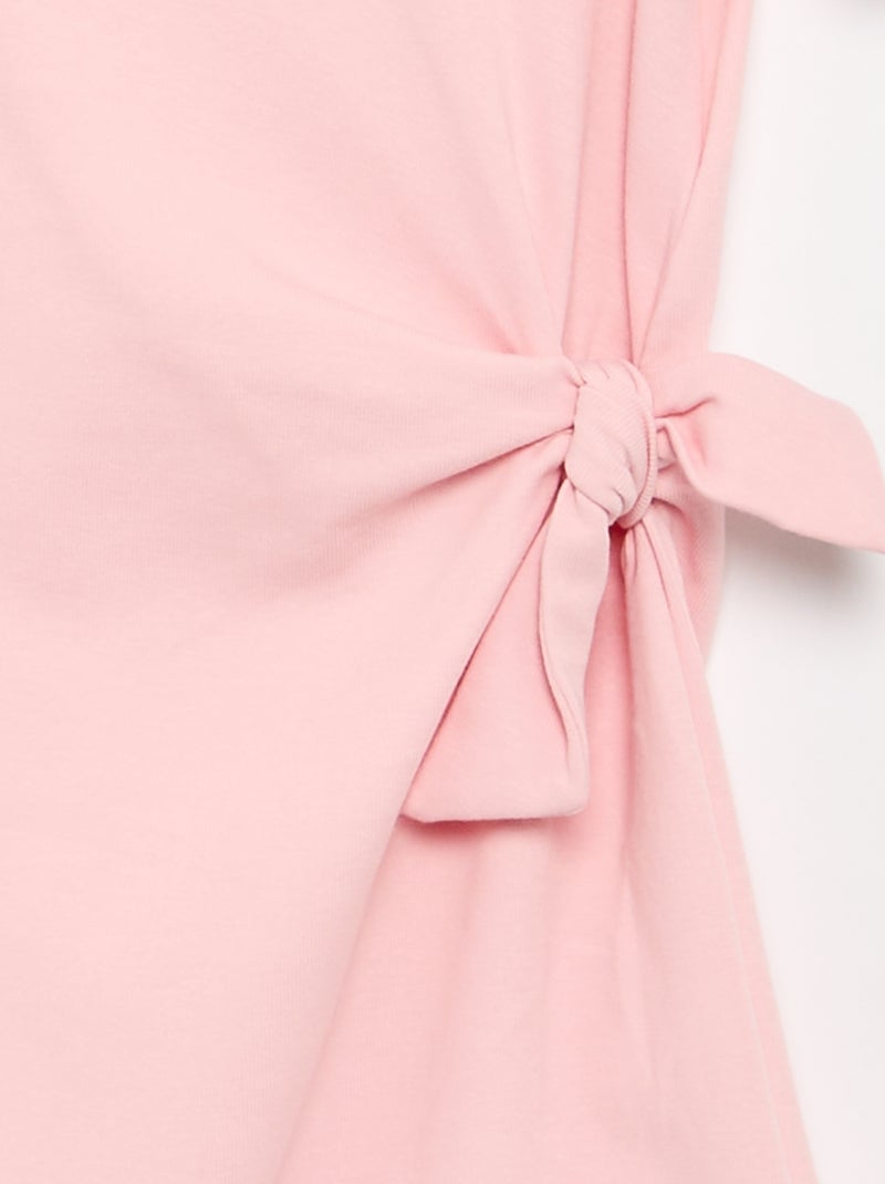T-Shirt-Kleid mit Schleife an der Seite Rosa - Kiabi