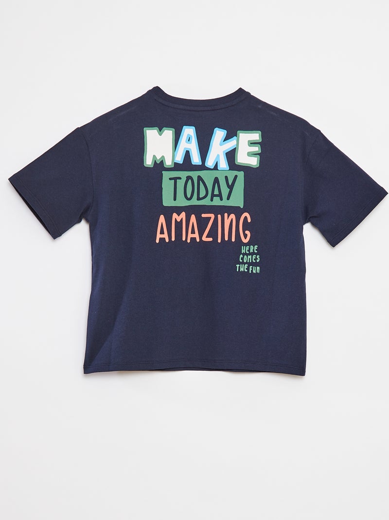 T-shirt loose à manches courtes Bleu - Kiabi