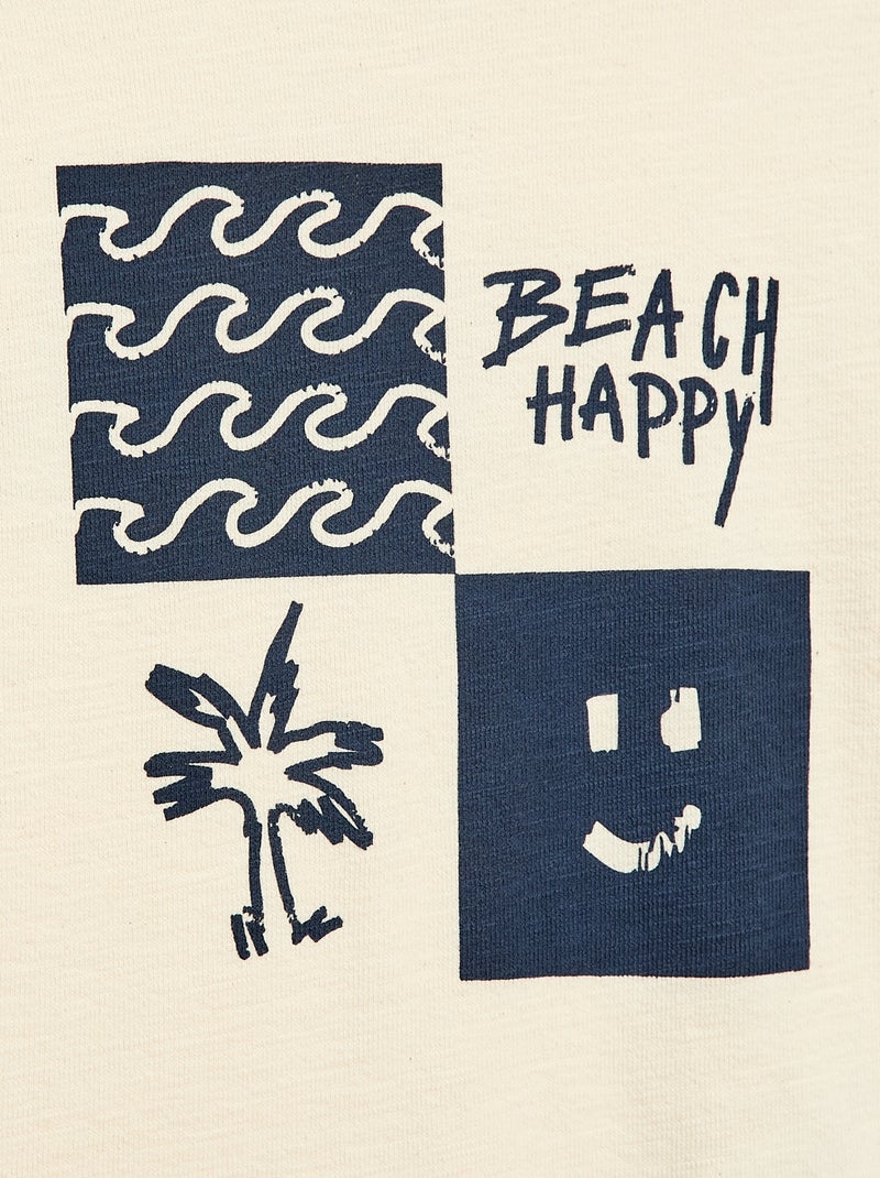 T-shirt loose à manches courtes imprimé Beige - Kiabi