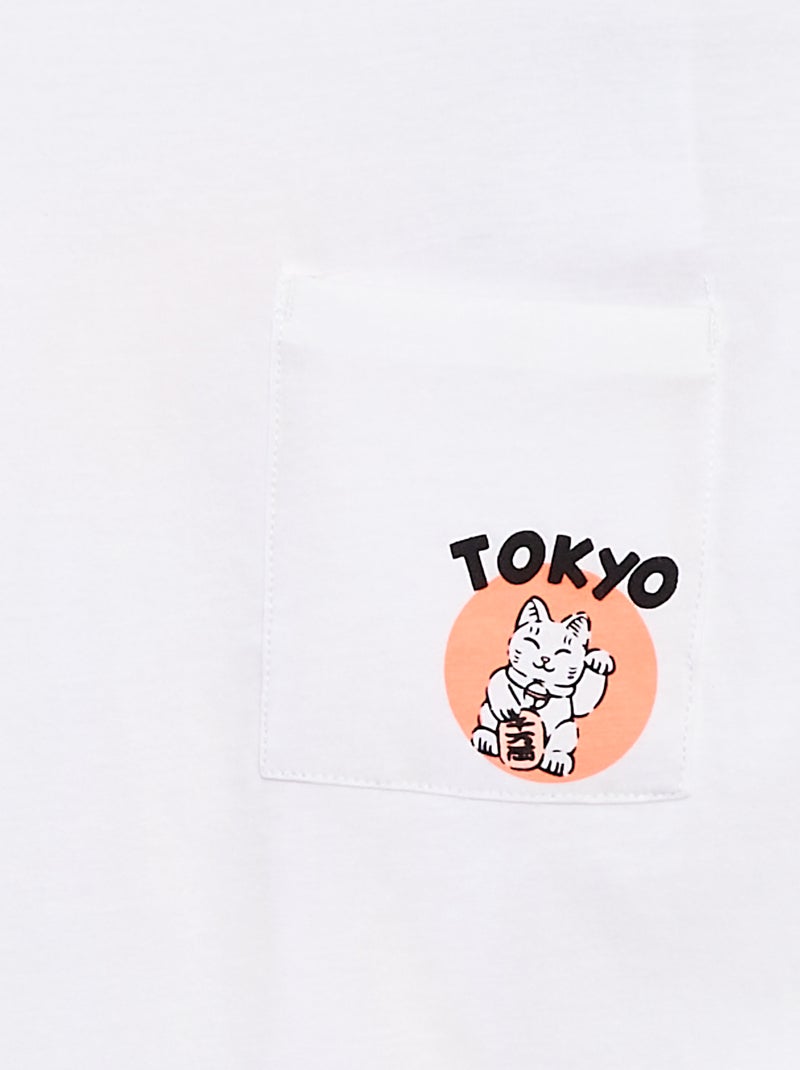 T-shirt loose avec poche poitrine BLANC - Kiabi