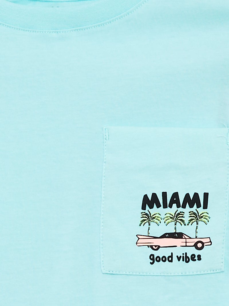 T-shirt loose avec poche poitrine BLEU - Kiabi