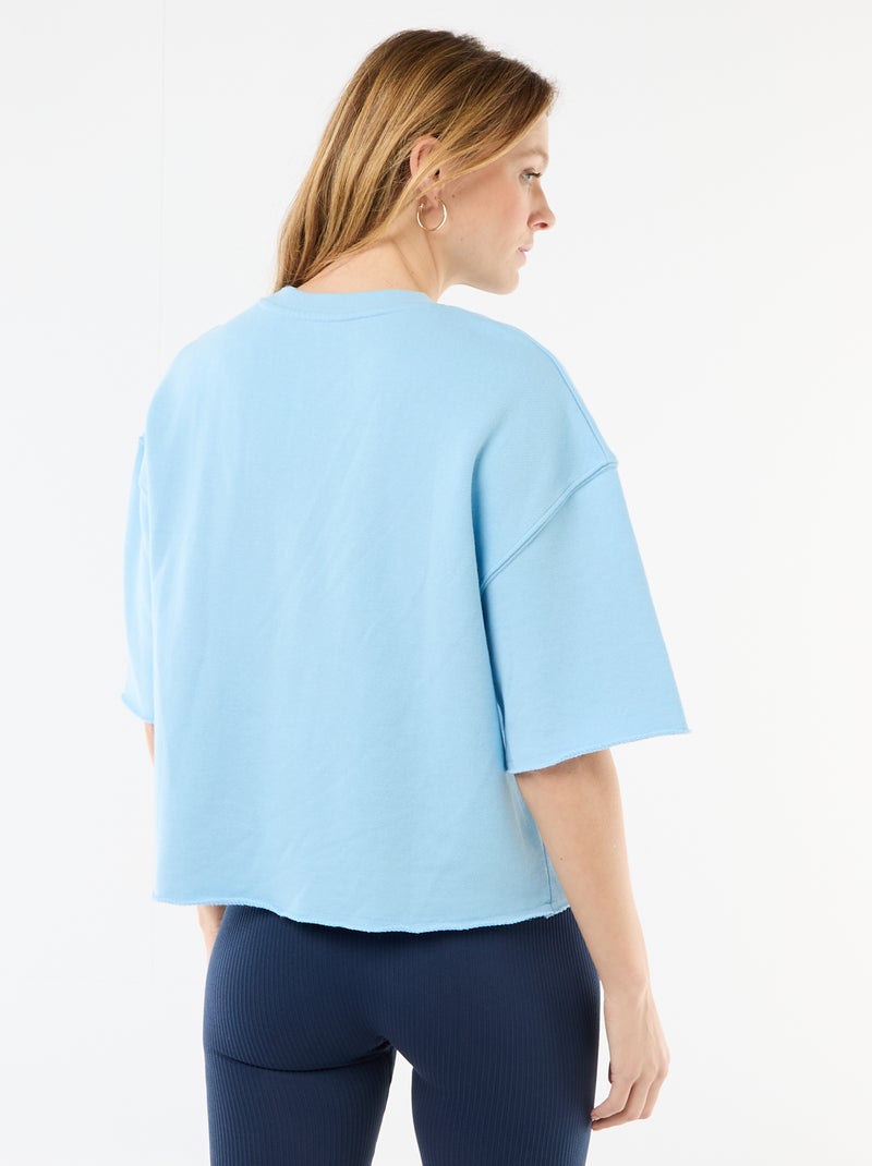 T-shirt manches 3/4 en French Terry Bleu - Kiabi