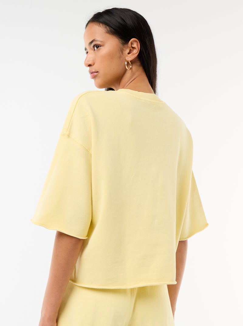 T-shirt manches 3/4 en French Terry Jaune - Kiabi
