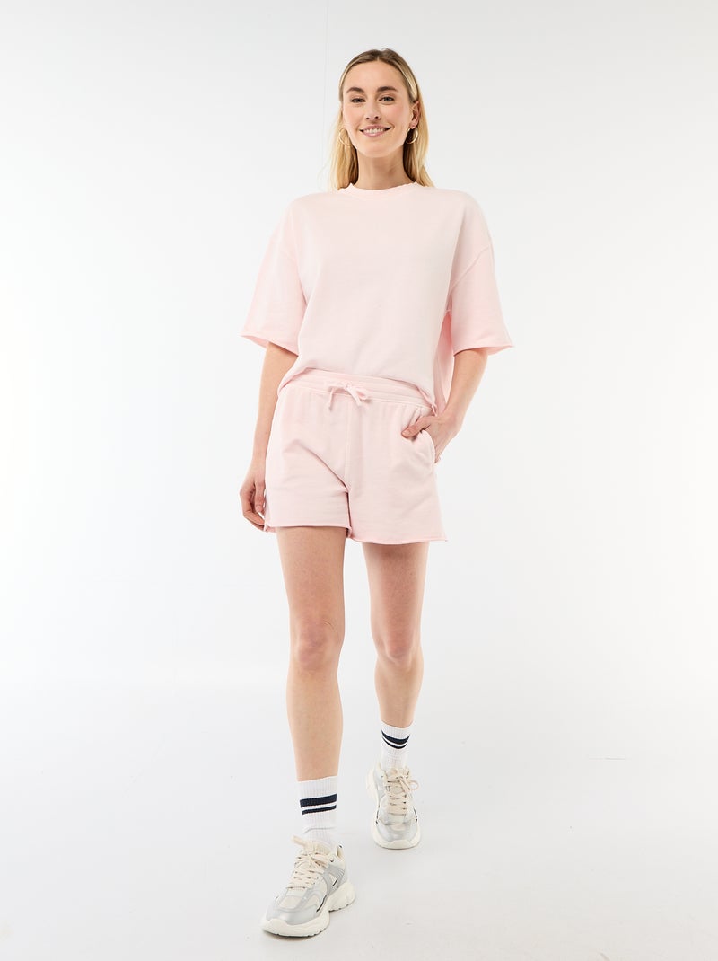 T-shirt manches 3/4 en French Terry Rose - Kiabi