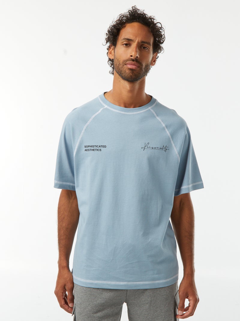 T-shirt manches courtes à la coupe oversize Bleu - Kiabi