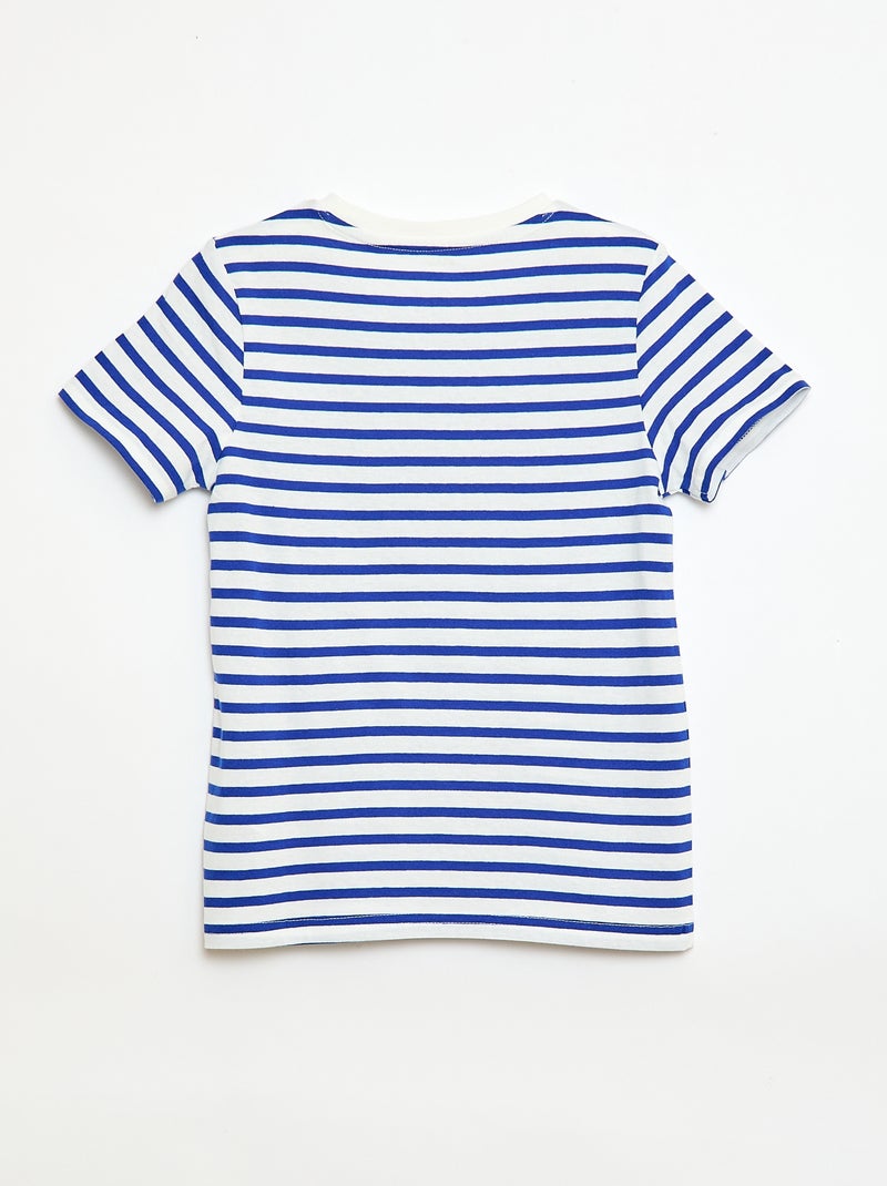 T-shirt manches courtes à motif Bleu - Kiabi