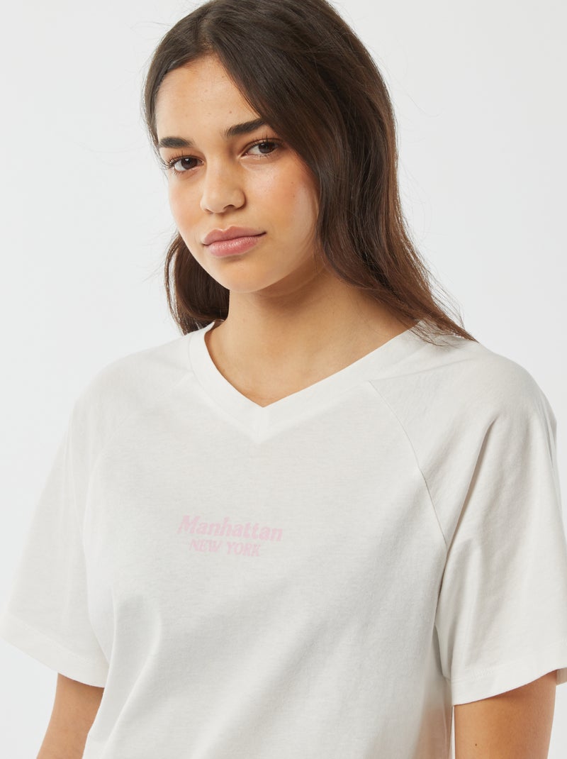 T-shirt manches courtes avec large imprimé au dos 'New York' Blanc - Kiabi