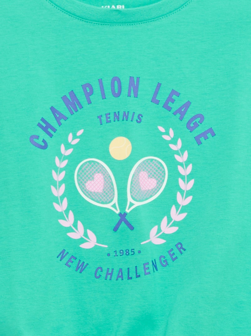 T-shirt manches courtes avec nœud à la base Vert - Kiabi