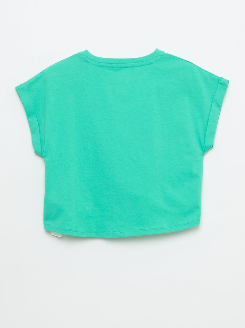 T-shirt manches courtes avec nœud à la base Vert - Kiabi