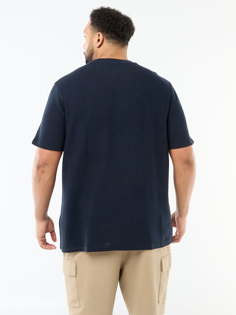 T-shirt manches courtes col rond en jacquard coton Gris - Kiabi